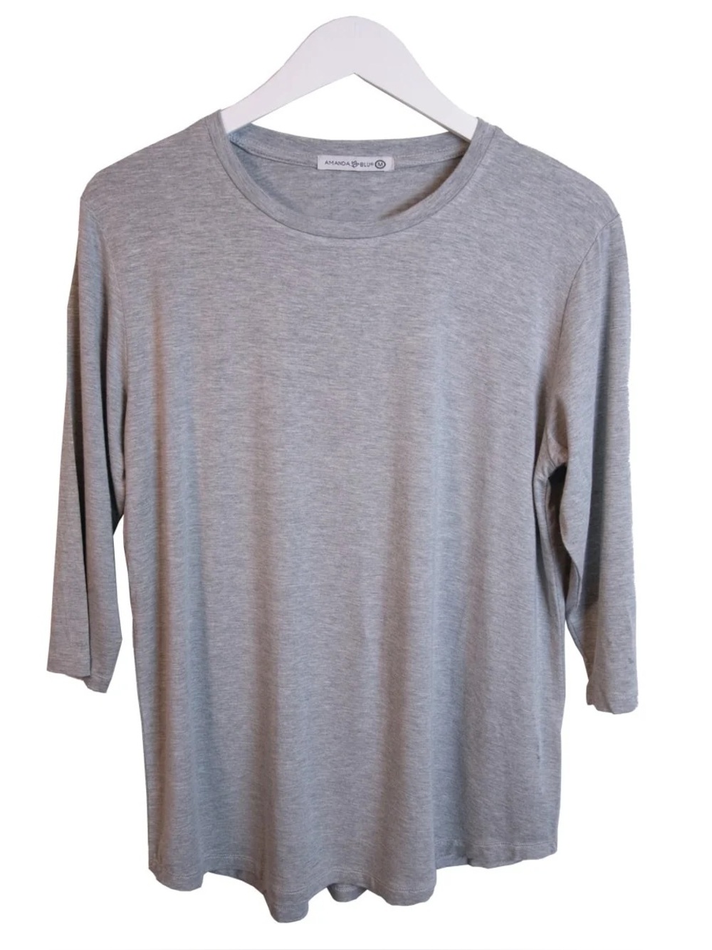 SUPER SOFT Amanda Blu 3/4 Sleeve Luxe Tee in Heather Grey